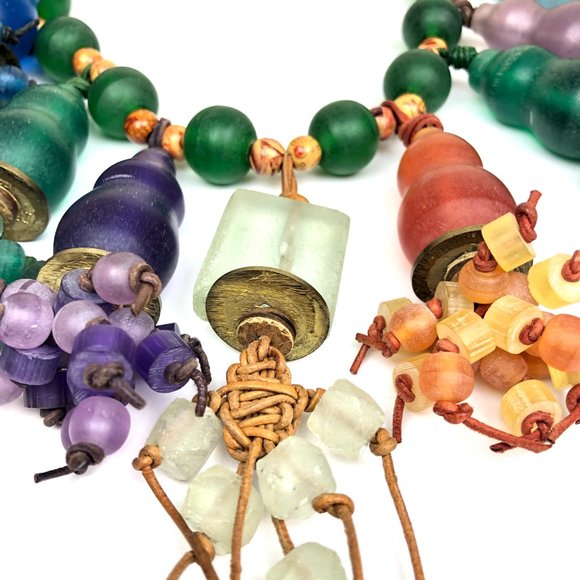 Chunky Multicolor Artisan Sea-Glass Necklace - Picture 8 of 10